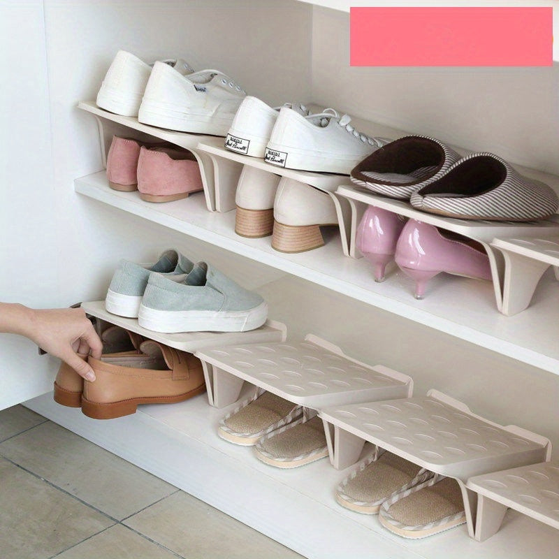 Get organized with a set of five Space-Saving Double Layer Shoe Racks. These racks are easy to install, no metal tubes required, making them perfect for storing shoes in your living room or small spaces.