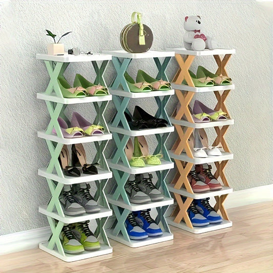 Versatile Shoe Organizer: Detachable 3-Tier Plastic Folding Shoe Rack, Ideal for Entryway, Hallway, Bedroom, Living Room, Home, Dorm - Floor Mount, Space-Saving Storage Solution for Different Room Types.