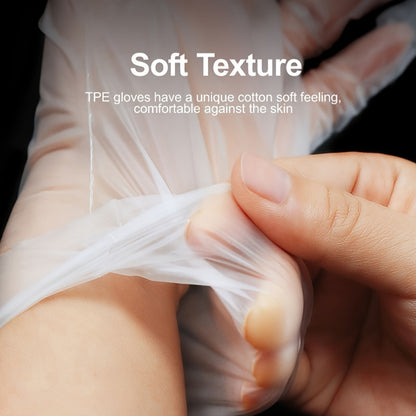 100pcs Premium TPE Disposable Gloves - Clear, Thick, Durable, Powder-Free, Anti-Static - Ideal for Cleaning, Beauty Salons, Pet Care, Household Cleaning.