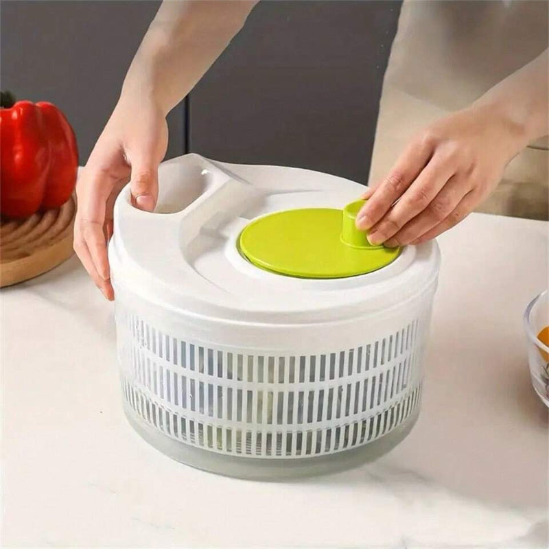 1 piece of EcoLife Plastic Salad Spinner and Vegetable Dryer - Manual Fruit Drainer Basket, a Non-Electric Kitchen Gadget for Washing and Drying Greens, Lettuce, Fruits, and Vegetables.