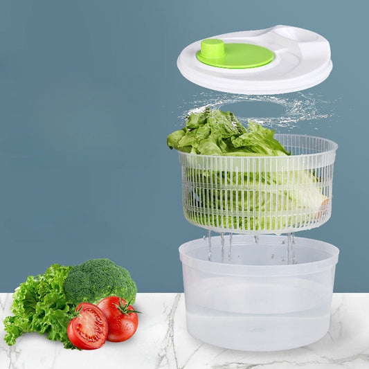 1 dona EcoLife plastik salat aylantiruvchi va sabzavot qurituvchi - meva suzgichi, yashil, salat, mevalar va sabzavotlarni yuvish va quritish uchun elektrsiz oshxona asbobi.