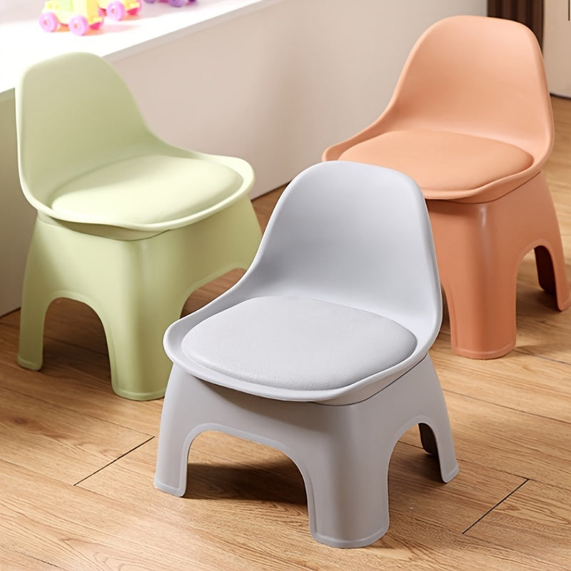 Portable round plastic stool chairs with backrest - thickened and durable, these non-wooden chairs provide comfortable and electricity-free seating for your living room.