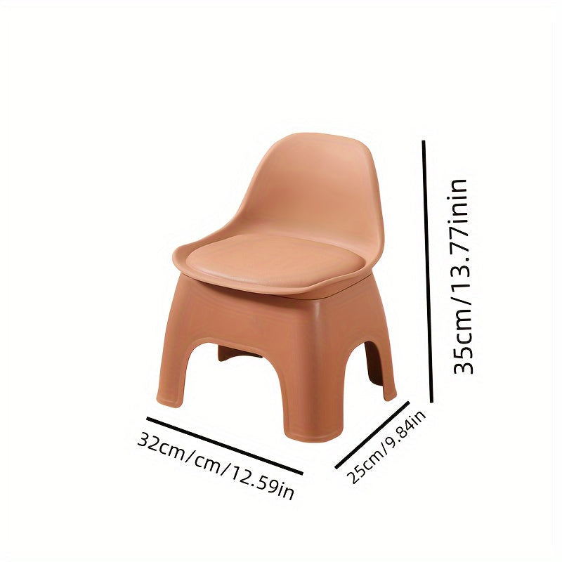 Portable round plastic stool chairs with backrest - thickened and durable, these non-wooden chairs provide comfortable and electricity-free seating for your living room.