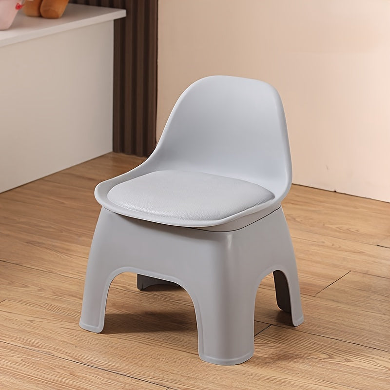 Portable round plastic stool chairs with backrest - thickened and durable, these non-wooden chairs provide comfortable and electricity-free seating for your living room.