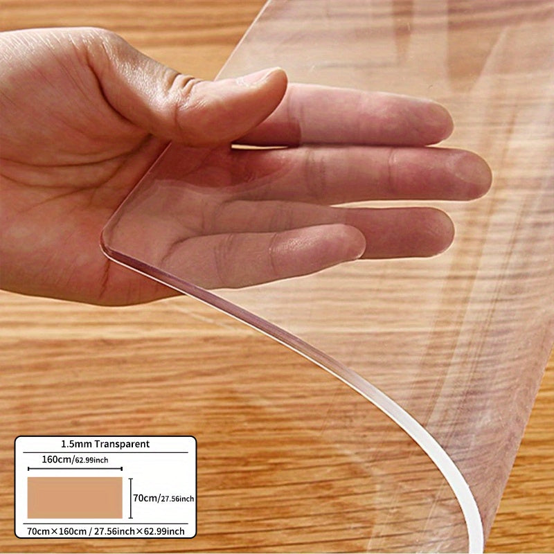 1pc Premium PVC Transparent Tablecloth Protector - 1.5mm Thick, Heat-Resistant, Scratch-Proof, Ideal for Dining & Coffee Tables in Homes and Hotels, Rectangular Shape