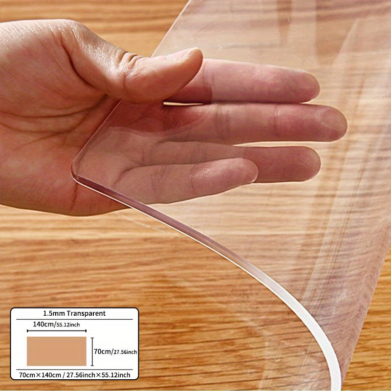 1pc Premium PVC Transparent Tablecloth Protector - 1.5mm Thick, Heat-Resistant, Scratch-Proof, Ideal for Dining & Coffee Tables in Homes and Hotels, Rectangular Shape