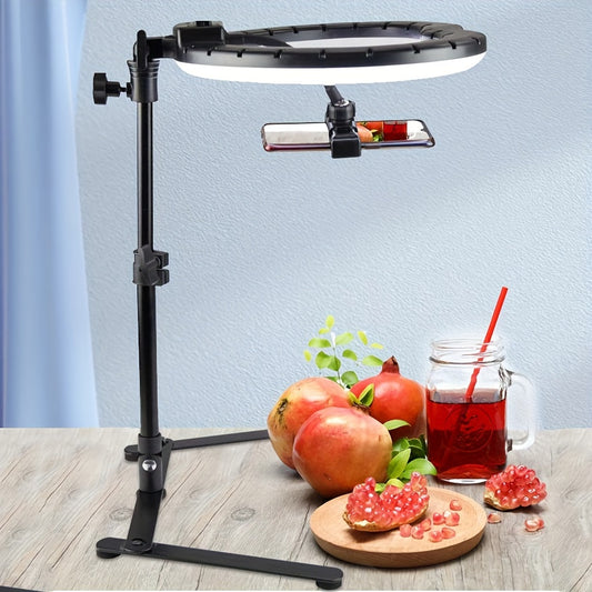 26.01cm LED Ring Light on tripod stand, USB powered for selfies, photography, and live streaming.