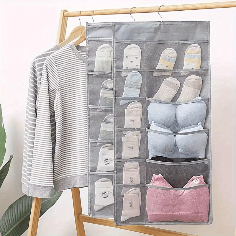 Breathable Fabric Hanging Storage Bag with Dual-Sided Design - Wall-Mounted Organizer for Socks, Underwear, and Supplies, with Large Capacity