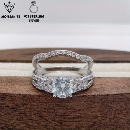 Stunning 1 Carat Moissanite Ring crafted for Women, featuring a dazzling Round Cut in 925 Sterling Silver. This exquisite piece is ideal for marking special occasions such as Engagements and Birthdays, exuding a sense of luxury and sophistication.