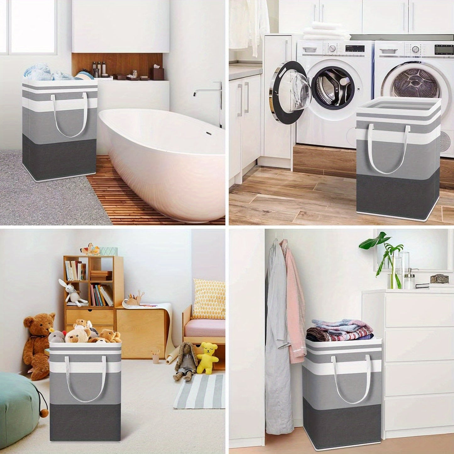 Extra-Large Waterproof Laundry Basket with Sturdy Freestanding Design - Convenient Easy-Carry Extended Handles, Foldable for Home or Clothes Shops