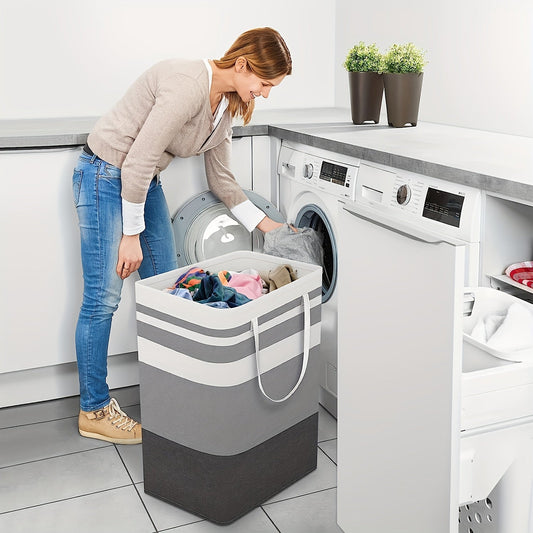 Extra-Large Waterproof Laundry Basket with Sturdy Freestanding Design - Convenient Easy-Carry Extended Handles, Foldable for Home or Clothes Shops