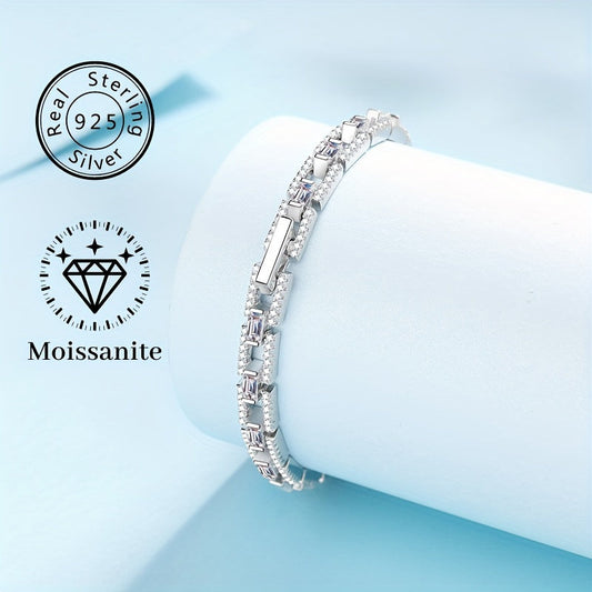 Vintage and adorable, this 925 Sterling Silver bracelet features a stunning 3ct Moissanite stone. Weighing 11.4g, it is perfect for daily wear and vacation. This bracelet makes an ideal gift for family and friends, especially during the summer season and