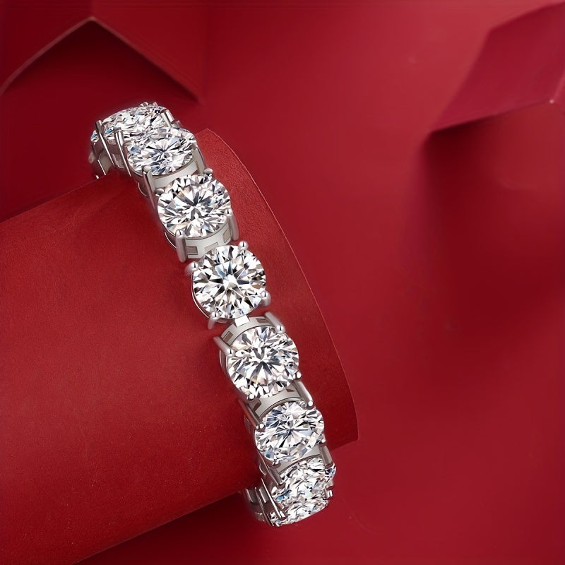 Moissanite silver bracelet with 1 piece, 27 grams, and 85 carats. Designed in a hip-hop style with 18K plating, ideal for Valentine's Day, spring weddings, and gift-giving occasions.