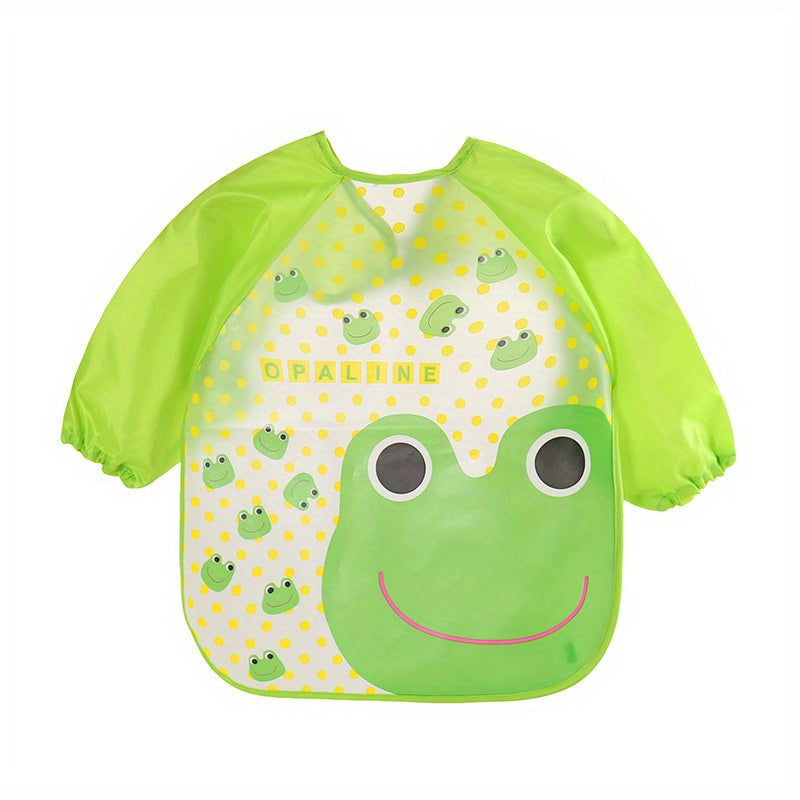 Naninbaby ning sevimli suv o'tkazmaydigan uzun yengli bolalar san'at smoklari ovqatlanish bibi aproni 0-3 yoshgacha - Sehrli yopish xususiyatlari, polyester matodan tayyorlangan, 0-3 yoshdagi bolalar uchun mukammal