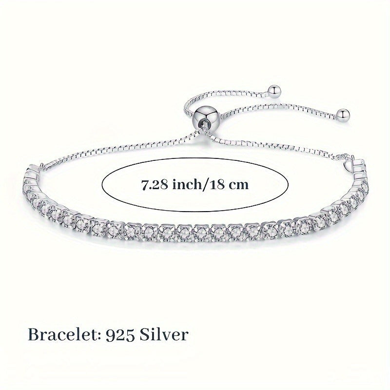 Stunning 15ct Moissanite Tennis Bracelet - Customizable, Glittering Hand Chain in 925 Silver | Ideal Valentine's Day, Wedding, or Engagement Gift for Her, 4.9g, Exquisite Jewelry Piece, Elegant Decorative Gift