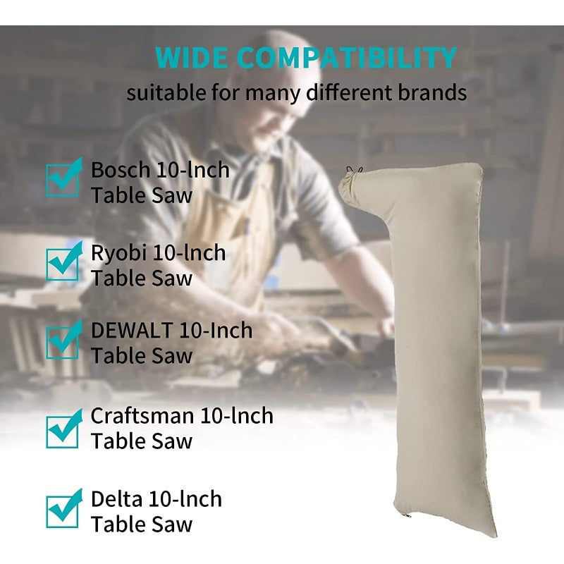 Durable Universal Table Saw Dust Bag - Compatible with Leading Brands, Designed for 25.4cm Saws with 6.35cm Dust Port, Canvas Collection Attachment for Long-lasting Use