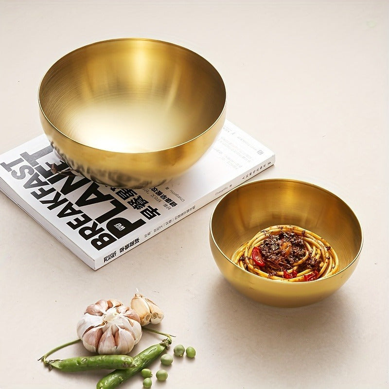 Stainless steel salad bowls set, rust-resistant, versatile for fruit, pasta, and baking.