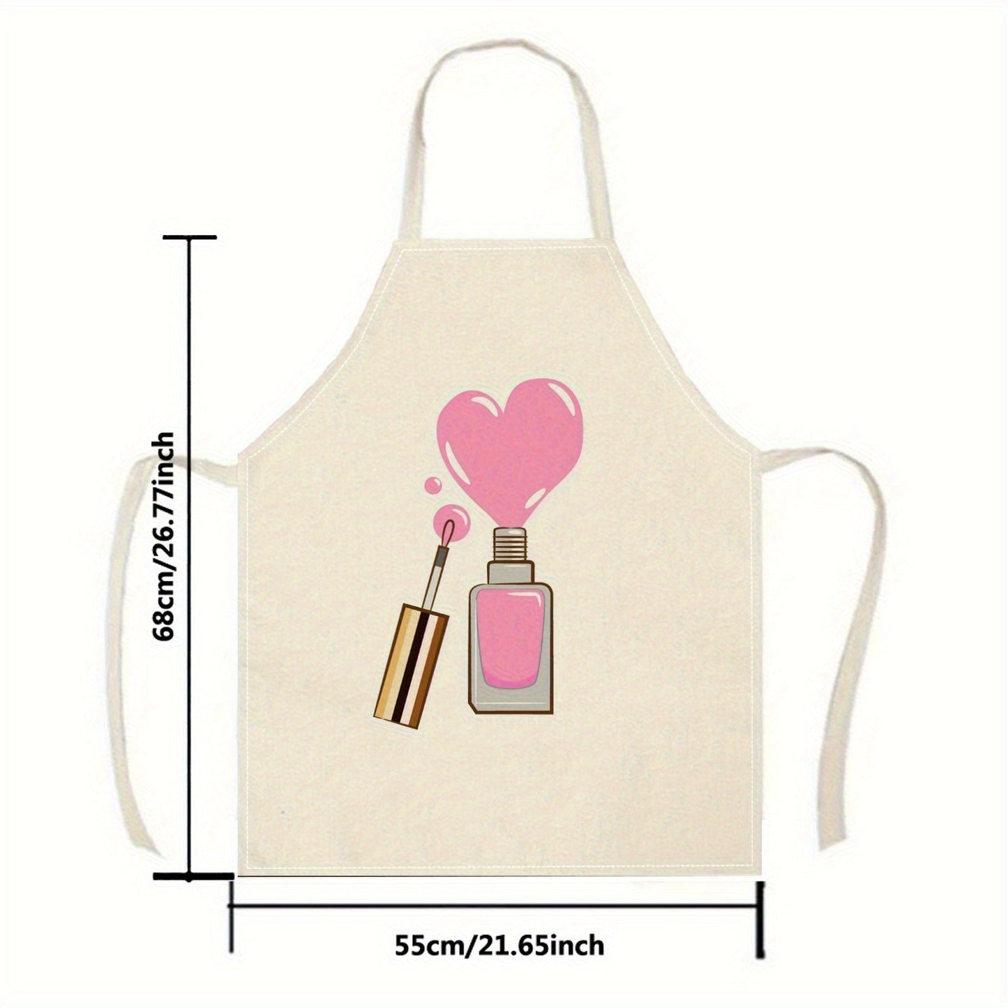 Linen Apron with Nail Polish Art Design, Perfect for Kitchen Cooking and Crafting, Made with 100% Woven Linen Fabric Featuring Single-Side 3D Print