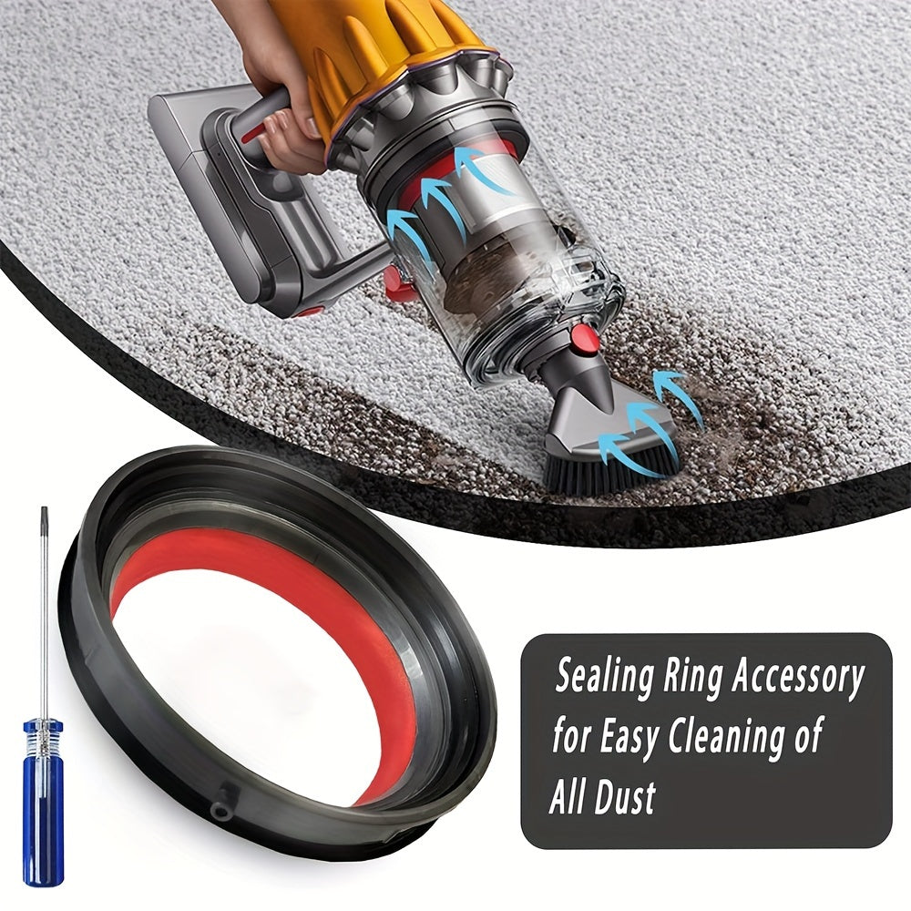 Replacement Dust Bin Upper Sealing Ring for V10 and SV12 - Compatible Vacuum Part with Screwdriver Included. Non-Electric Plastic Seal Accessory designed for V12 Detect Slim and V12 Digital Slim Cleaner.