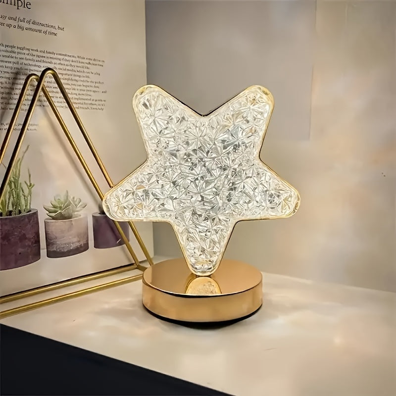 Modern night light with starry moon design, USB powered high-quality decorative bedside lamp.