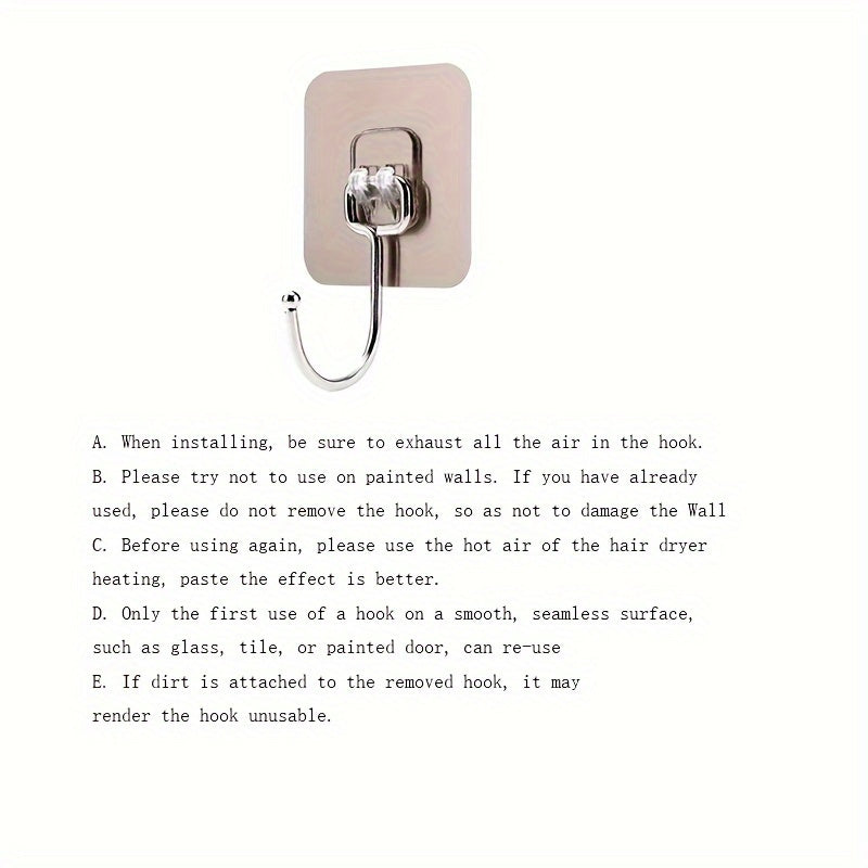 Ultra-Strong Adhesive Wall Hooks available in packs of 5, 10, 20, 30, and 50. Transparent, reusable, punch-free design suitable for bathroom and kitchen use. Waterproof and oilproof