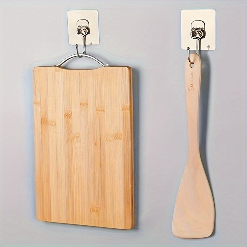 Ultra-Strong Adhesive Wall Hooks available in packs of 5, 10, 20, 30, and 50. Transparent, reusable, punch-free design suitable for bathroom and kitchen use. Waterproof and oilproof