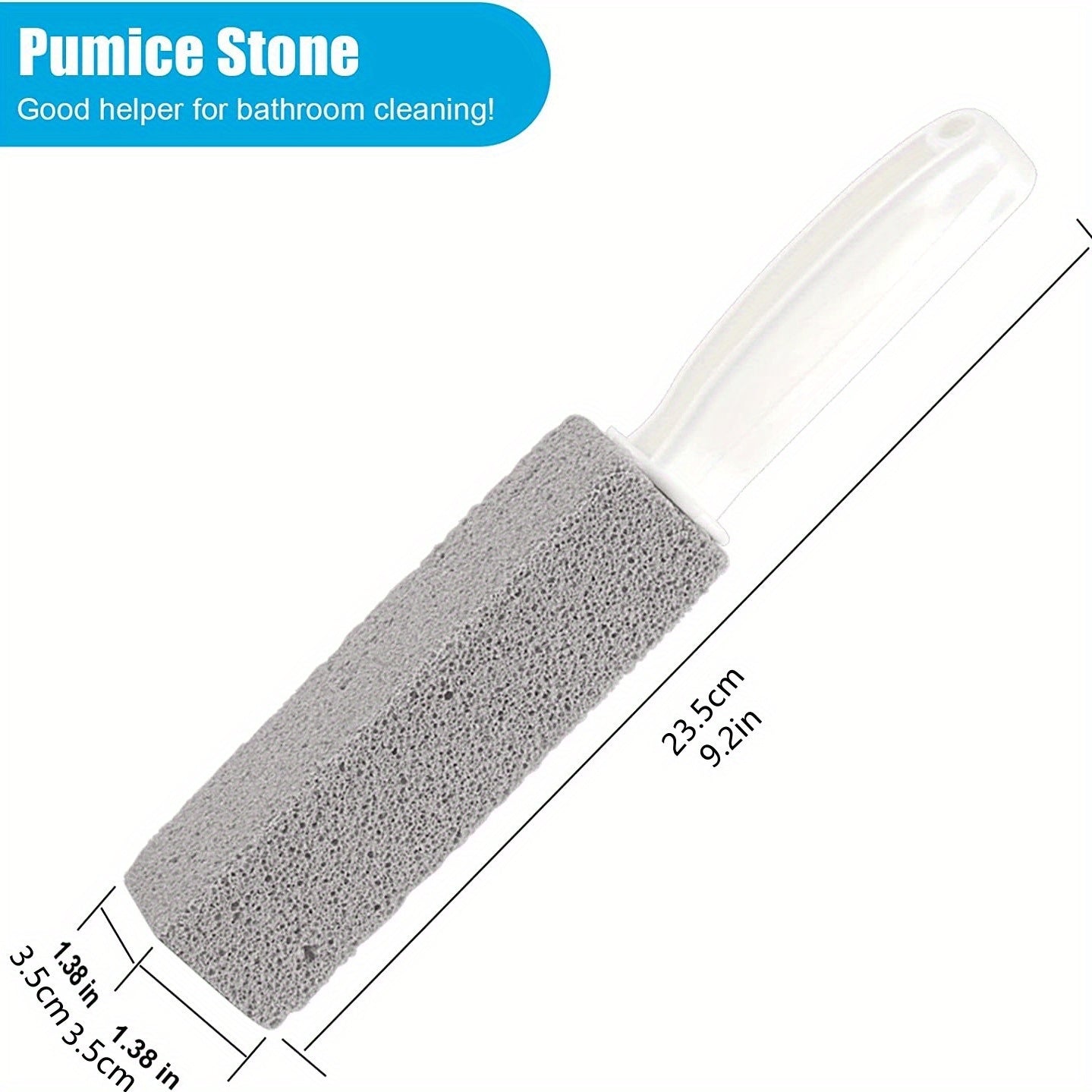 Pumice Stone Toilet Bowl Cleaner - Ergonomically Designed for Effortless Stain, Limescale & Rust Removal, Safe on Tiles & Iron, Perfect for Everyday Cleaning, Crisp White Color, High-Quality, Premium Toilet Cleaner