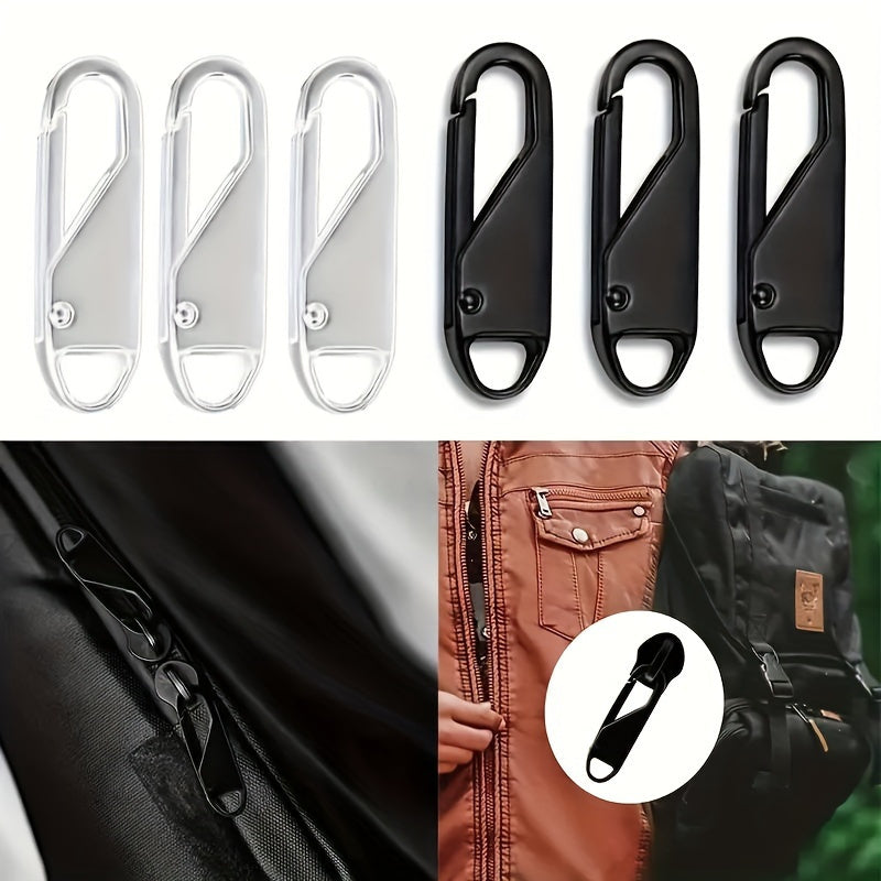 Versatile metal zipper pull lock for bags and clothes with modern style, is removable and can be used for repair purposes.