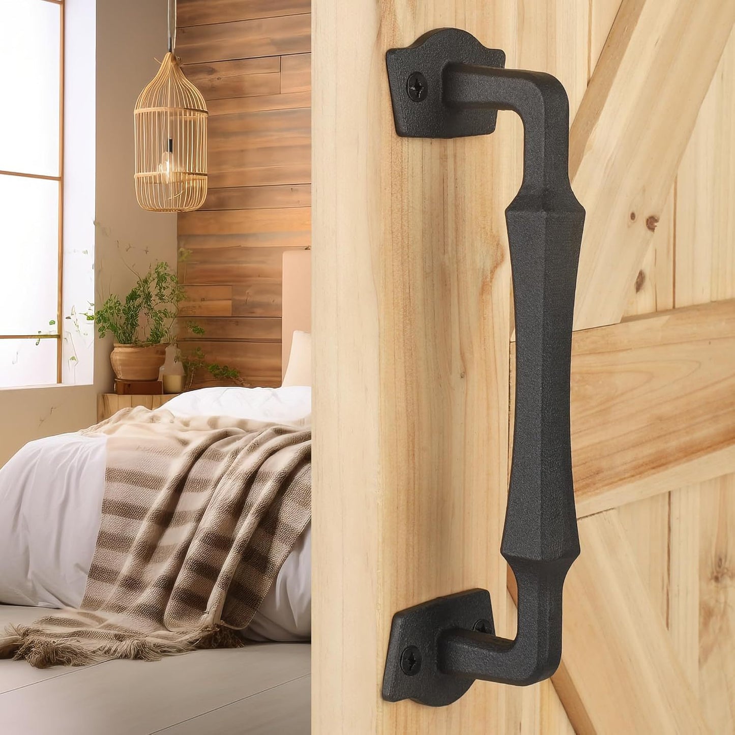 25.4cm Heavy-Duty Matte Black Sliding Barn Door Handle for DIY Doors, Gates & Sheds with Mounting Screws Included