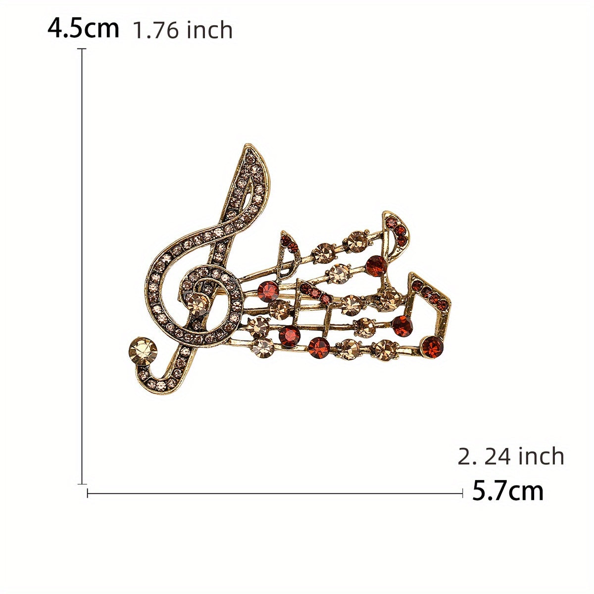 Musiqa notasi dizayni bilan bezatilgan, hashamatli rhinestone bezaklari, noyob notekis shakli, simulyatsiya modellashtirishdan ilhomlangan, erkaklar va ayollar uchun zamonaviy aksessuar - Elegant Crystal Brooch Pin.