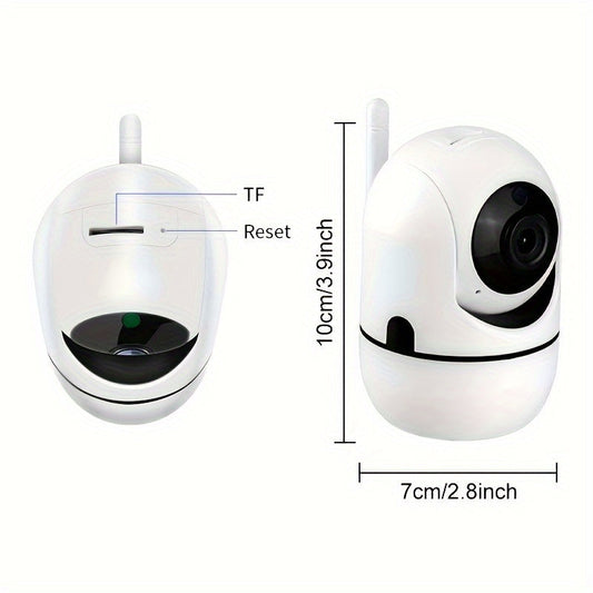 The WJG HD 1080P Wireless Security Camera offers AI Smart Human Tracking, Motion Detection, Alarm Push notifications, PTZ capability, Two-Way Audio communication, for both indoor and outdoor use. It is USB powered and compatible with smartphones.