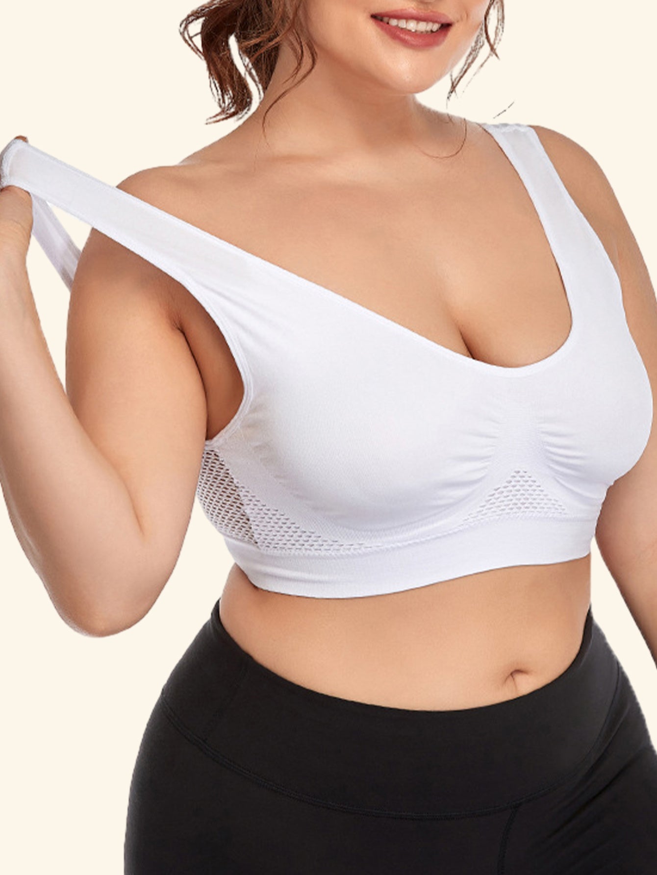 Plus Size Women's Sports Bra with Wide Straps and Shockproof Design