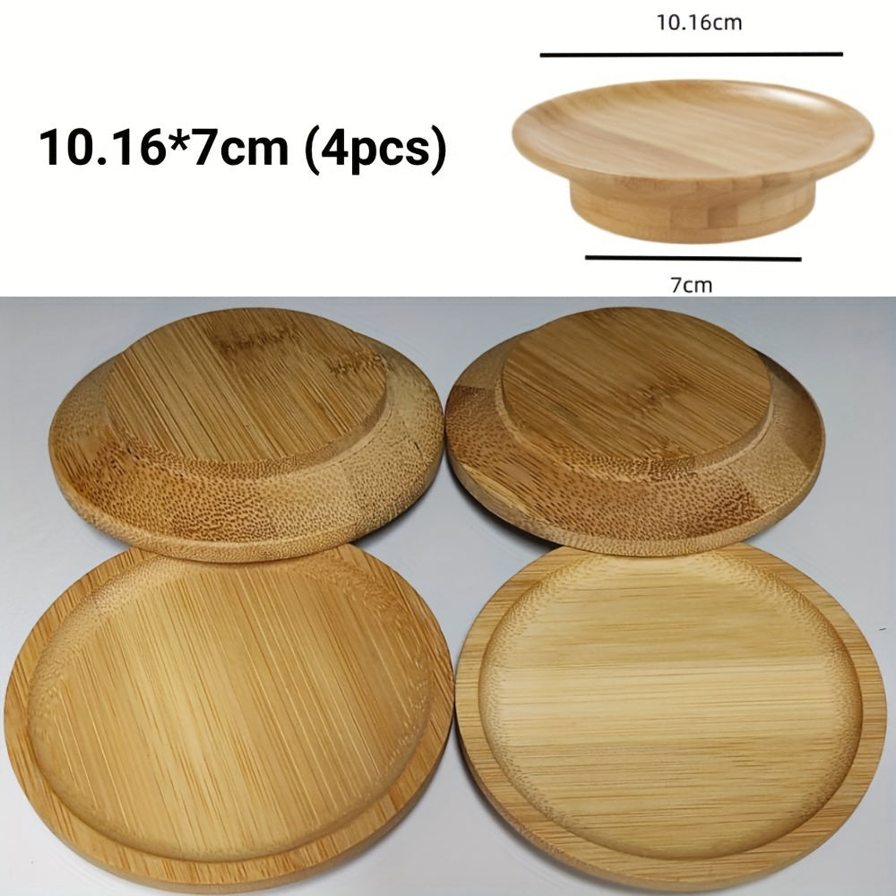 Set of 2/4/10 Bamboo Blank Wine Glass Charcuterie Toppers for DIY Boards - Round Appetizer Plates & Coasters - Perfect for Wedding Parties, Bars, Restaurants, and Family Gatherings.