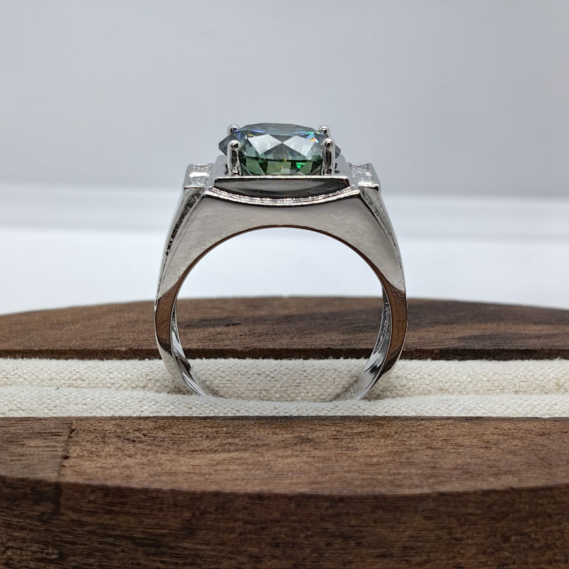 Beautiful 5 Carat Moissanite Engagement Ring - Stunning Blue-Green Round Cut, Crafted in 925 Sterling Silver, Ideal Anniversary or Holiday Present for Her