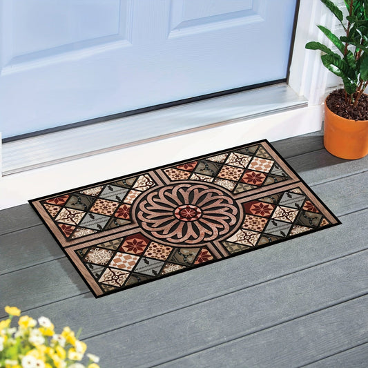 Stain-Resistant Crystal Velvet Entry Door Mat - Machine Washable Rug suitable for Home, Living Room, Farmhouse, Kitchen, Hallway - Made of Polyester