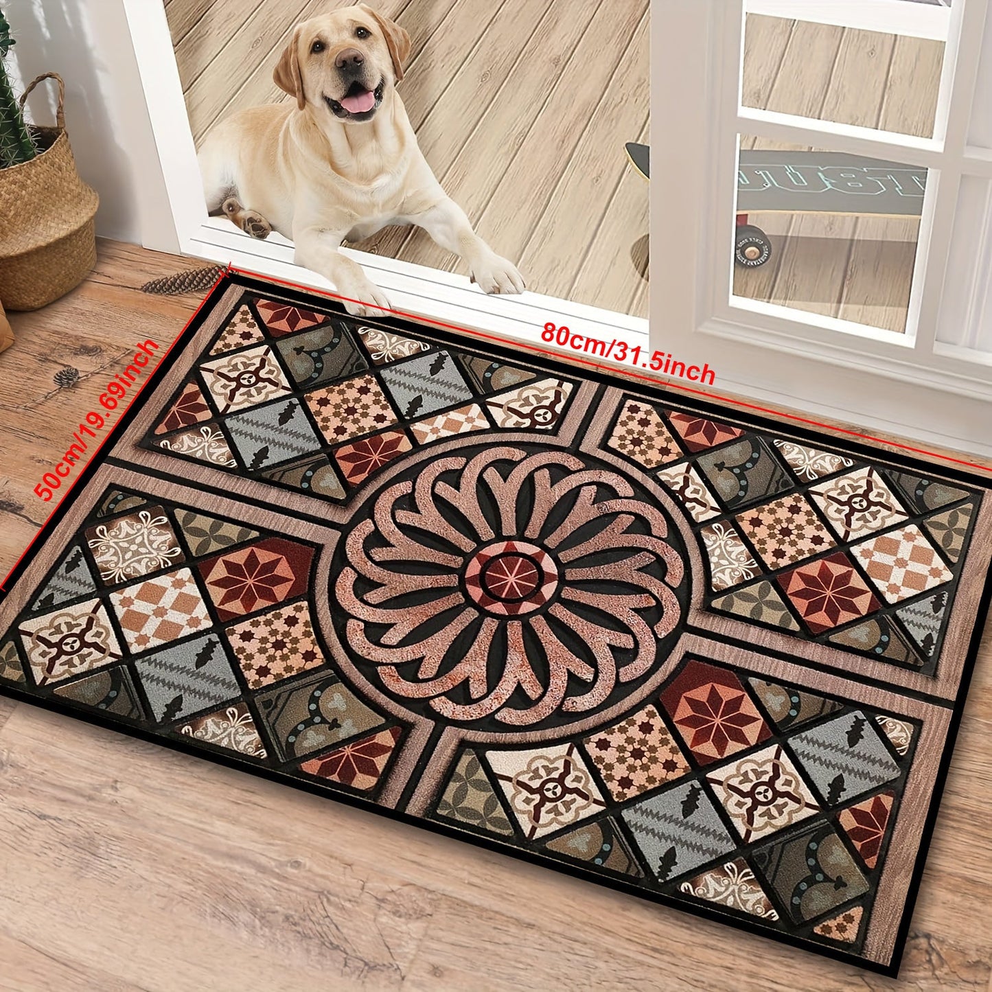 Stain-Resistant Crystal Velvet Entry Door Mat - Machine Washable Rug suitable for Home, Living Room, Farmhouse, Kitchen, Hallway - Made of Polyester