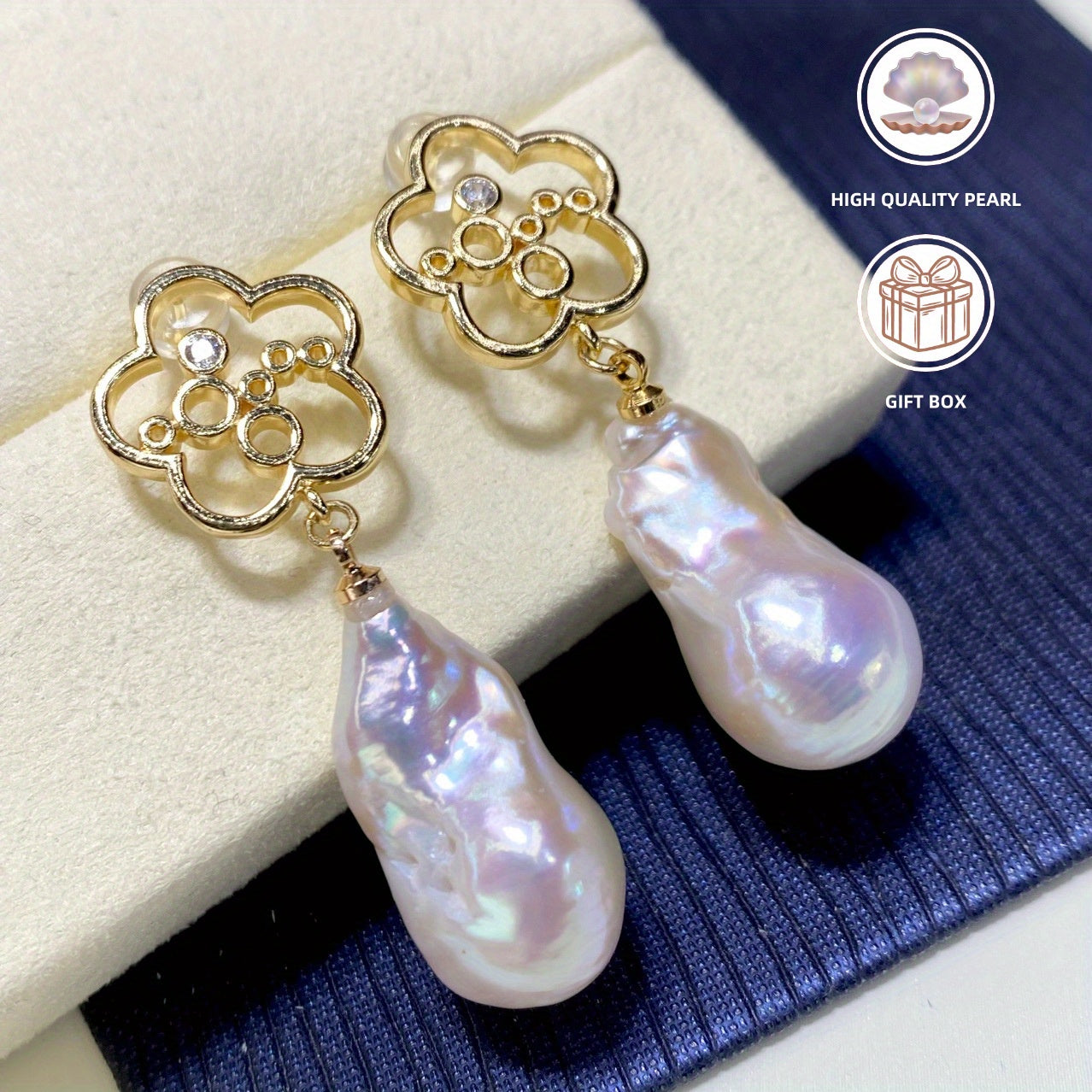 Handmade Baroque Freshwater Pearl Dangle Earrings - Exquisite Design, Ideal for Valentine's Day and Special Celebrations, Unique Shape, Pearls with Natural Beauty, Perfect for Afternoon Tea or Gifting, Embracing Growth Imperfections