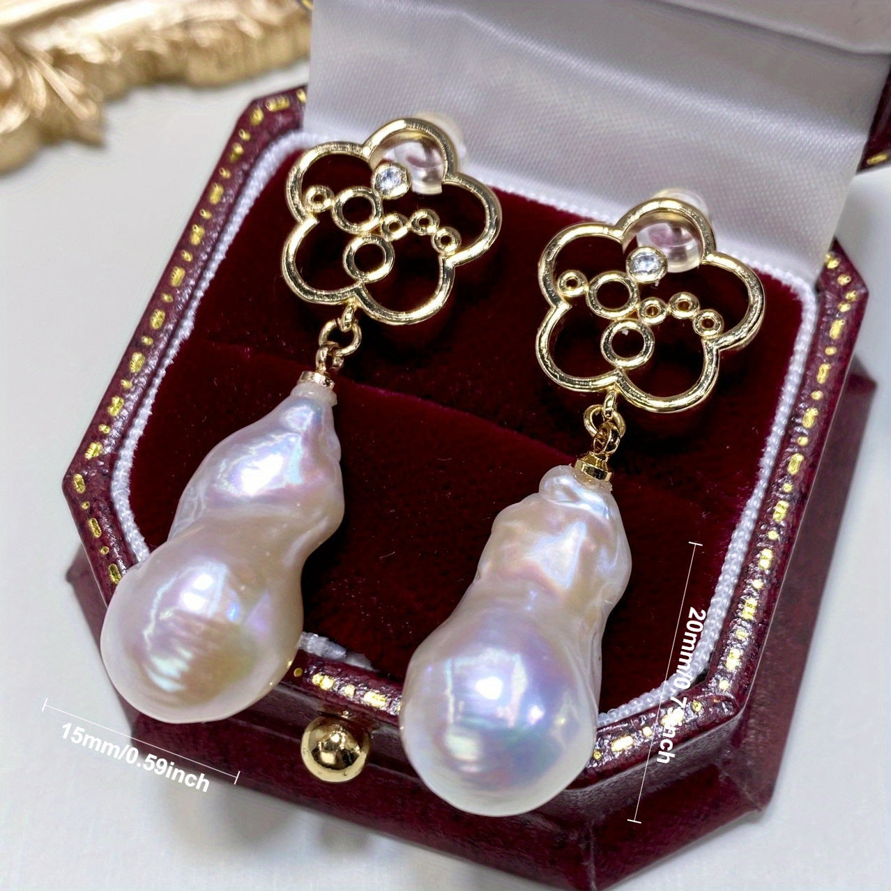 Handmade Baroque Freshwater Pearl Dangle Earrings - Exquisite Design, Ideal for Valentine's Day and Special Celebrations, Unique Shape, Pearls with Natural Beauty, Perfect for Afternoon Tea or Gifting, Embracing Growth Imperfections