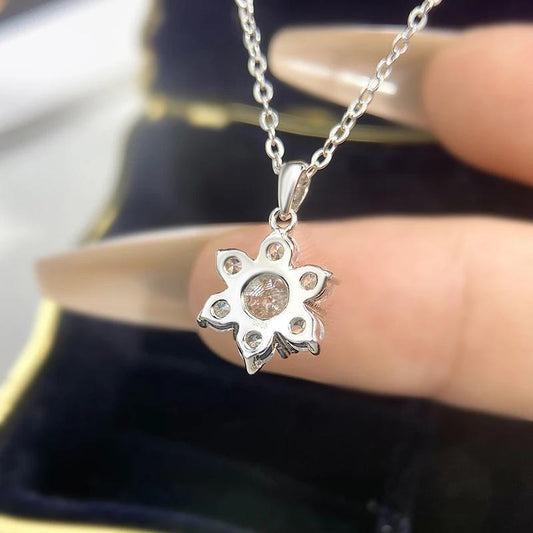 Sterling Silver Necklace with 1 Carat Moissanite Snowflake Pendant, Elegant Jewelry perfect for Daily Wear or Gifting