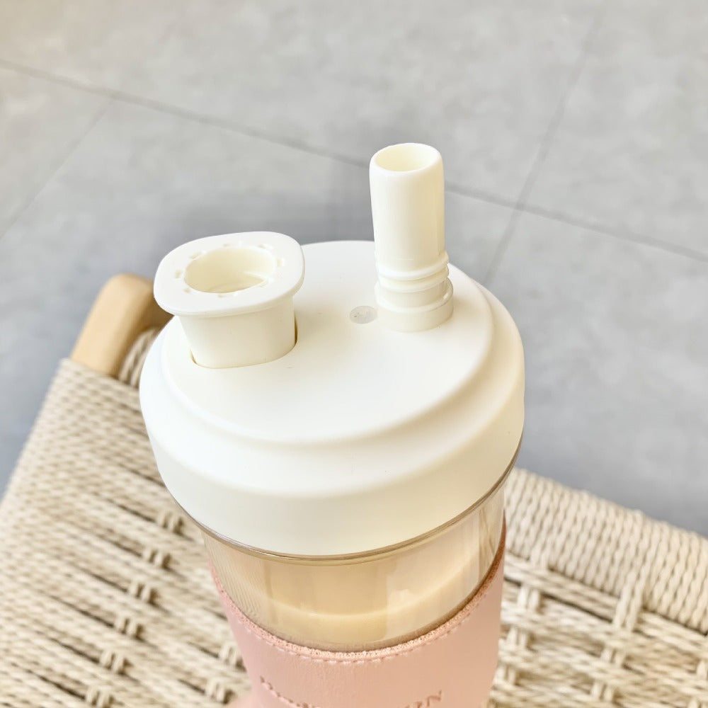 850ml Insulated Water Bottle with Straw - BPA-Free, Drop-Proof, Ideal for Milk Tea & Boba - Gray, Pink, Green Options