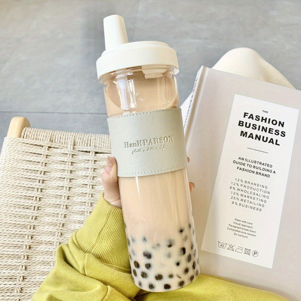 850ml Insulated Water Bottle with Straw - BPA-Free, Drop-Proof, Ideal for Milk Tea & Boba - Gray, Pink, Green Options