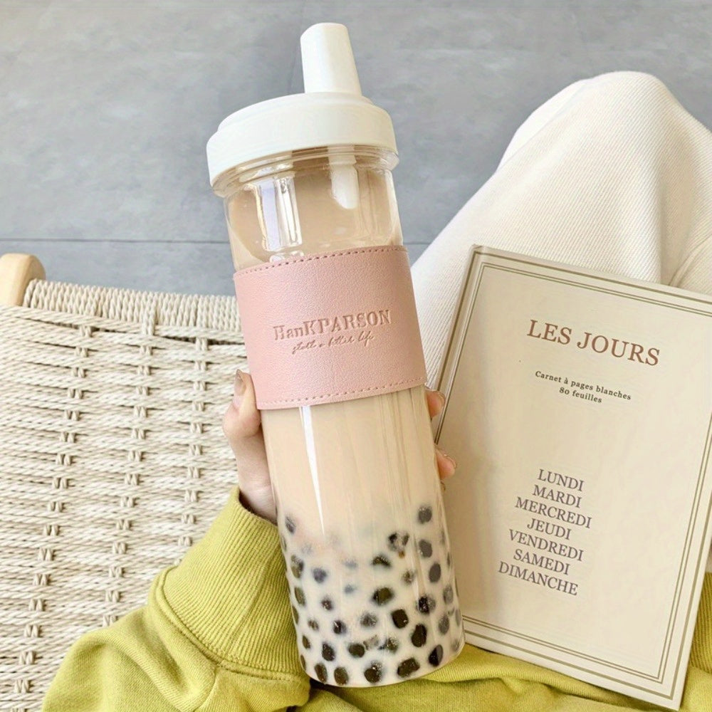 850ml Insulated Water Bottle with Straw - BPA-Free, Drop-Proof, Ideal for Milk Tea & Boba - Gray, Pink, Green Options