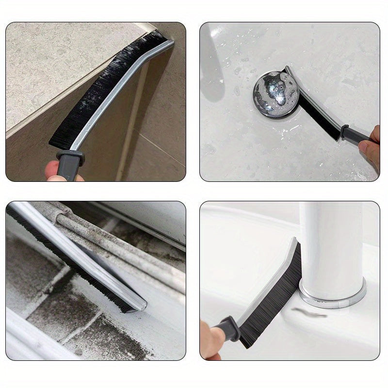 Long Handle Cleaning Brush for Hard-to-Reach Spaces - Ideal for Kitchen Tile, Bathroom, Window Tracks, and Sliding Door Crevice Cleaning - Does Not Require Power