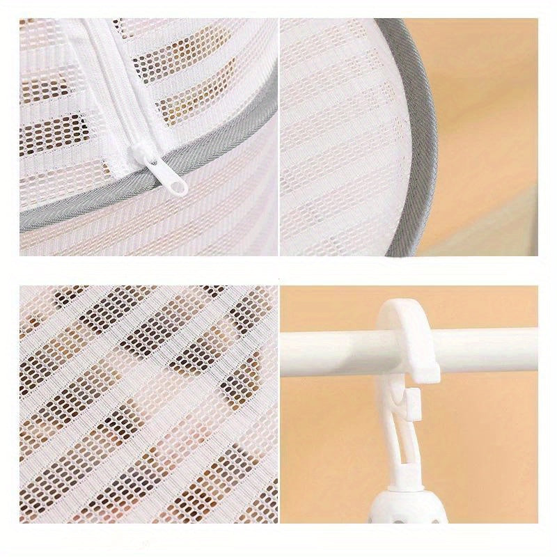 Multi-Layer Mesh Drying Rack with Anti-Mosquito Protection - Made of Strong, Durable Polyester Net for Preserving Salted Fish and Vegetables. Features 3-Tier Design for Hanging and Drying Outdoors. Ideal for Kitchen Storage and Comes with Utility Hooks.