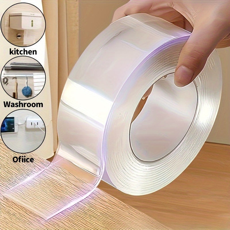 Durable and easy-to-apply crystal-clear double-sided adhesive tape for home and office use. This 3-pack of no-residue tape is perfect for multi-use applications and features polypropylene rug grip pads for bedroom and living room spaces.