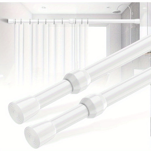 Aluminum shower curtain rod with adjustable length (100-190cm), no drilling necessary, ideal for bathrooms, closets, and kitchens.