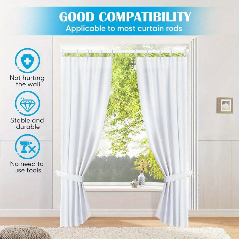 Aluminum shower curtain rod with adjustable length (100-190cm), no drilling necessary, ideal for bathrooms, closets, and kitchens.