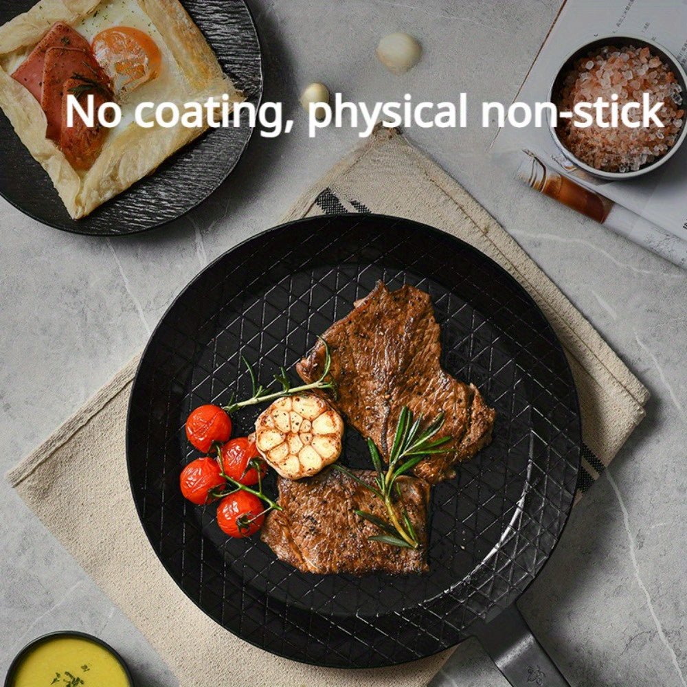 Durable Cast Iron Steak Griddle Pan with Textured Non-Stick Surface, Creates Perfect Grill Marks, Perfect for Home and Restaurant Cooking, Promotes Healthier Non-Stick Cooking