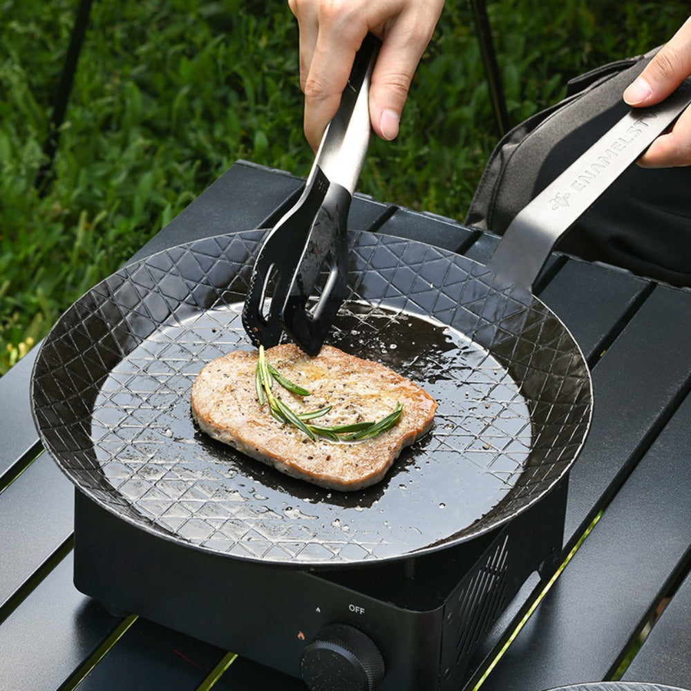 Durable Cast Iron Steak Griddle Pan with Textured Non-Stick Surface, Creates Perfect Grill Marks, Perfect for Home and Restaurant Cooking, Promotes Healthier Non-Stick Cooking