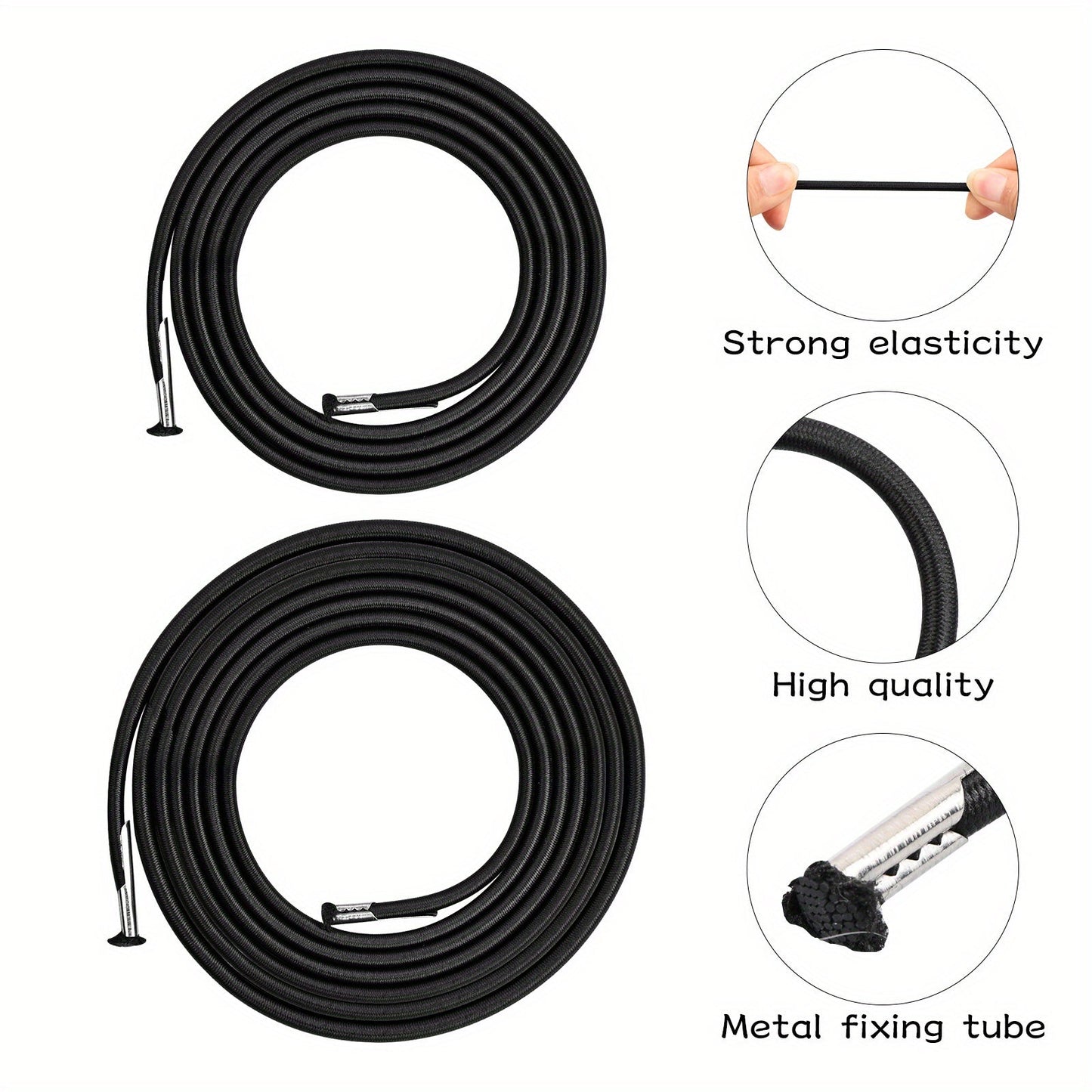 Set of 4 durable elastic replacement cords for zero gravity chairs, suitable for recliners and lounge chairs. Available in black. Ideal for chair repair.